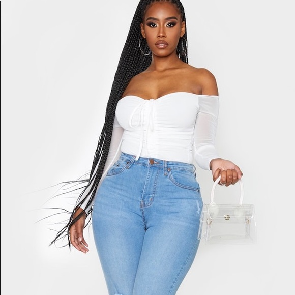 PrettyLittleThing Tops - Pretty Little Thing Mesh Long Sleeve Bodysuit